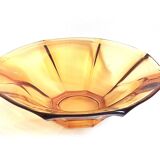 Art Deco style fruit bowl or pocket tray in amber glass from the 50s