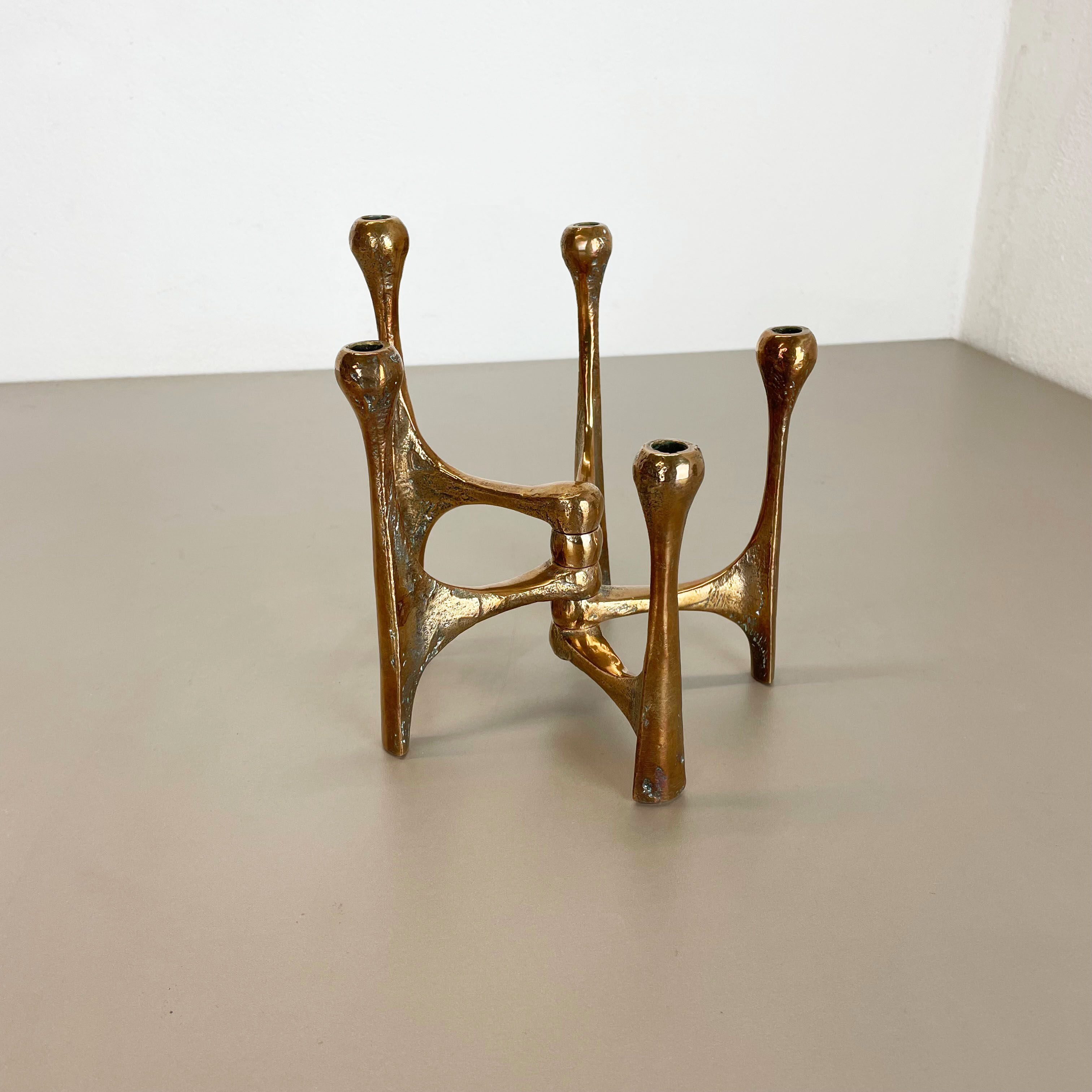 Midcentury Brutalist Bronze Candleholder by Michael Harjes, Germany, 1960s