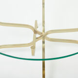 Table basse laiton doré verre de Georges Geffroy vers 1960