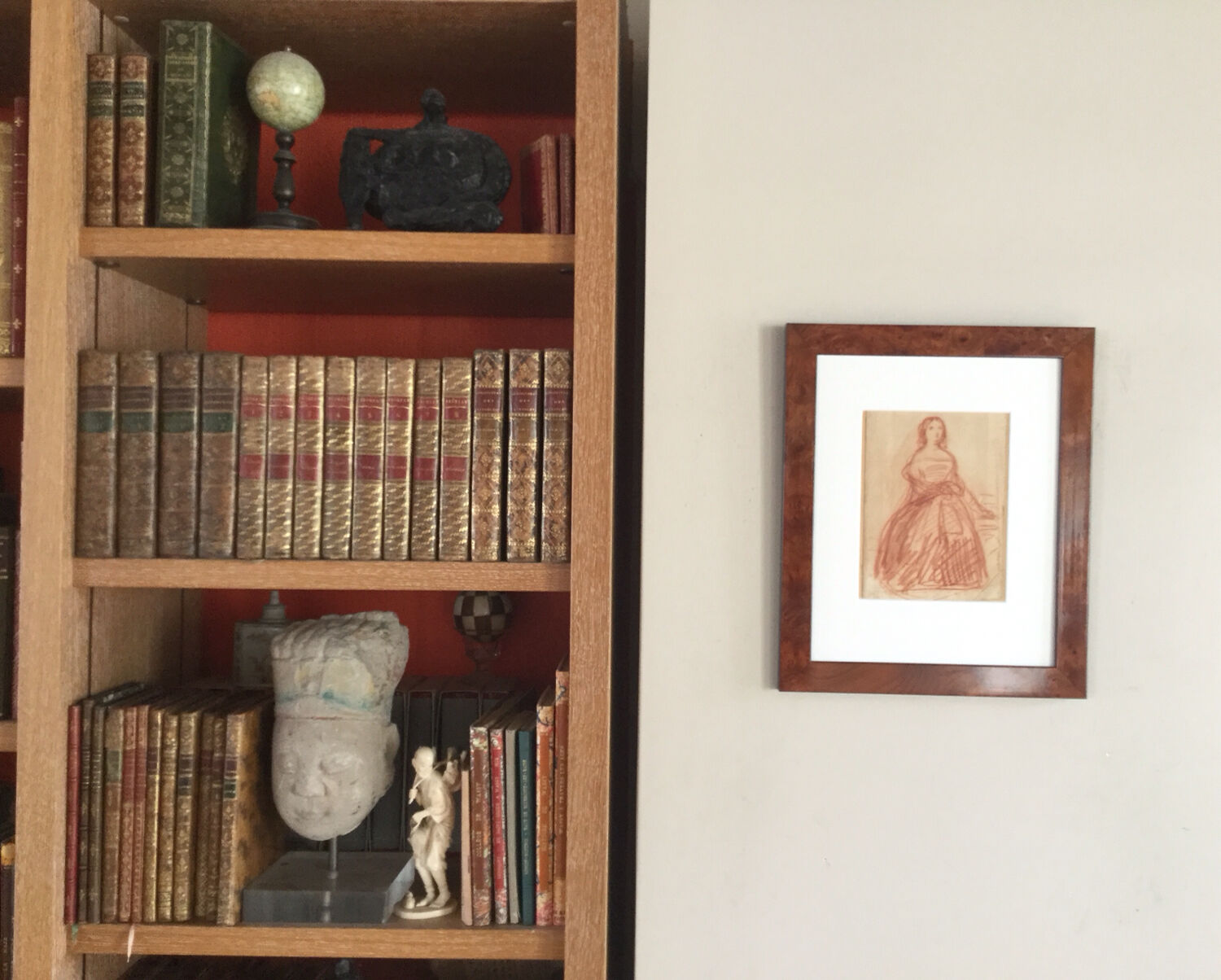 Félix BARRIAS 1822-1907. Woman standing. Red chalk.