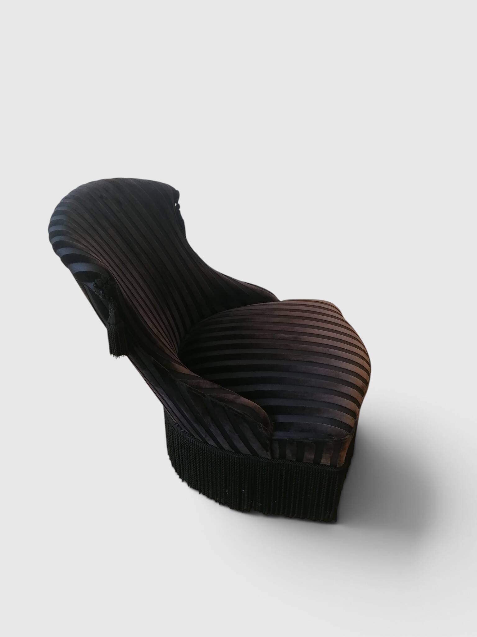 Striped black velvet armchair creation Paris