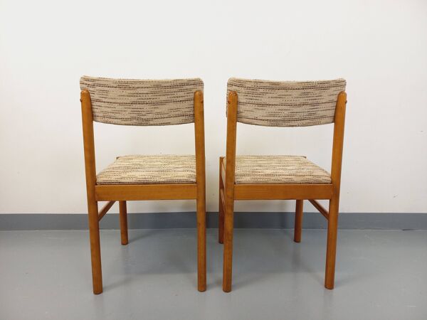 Paire de chaises vintage Baumann en bois et tissu des années 70
