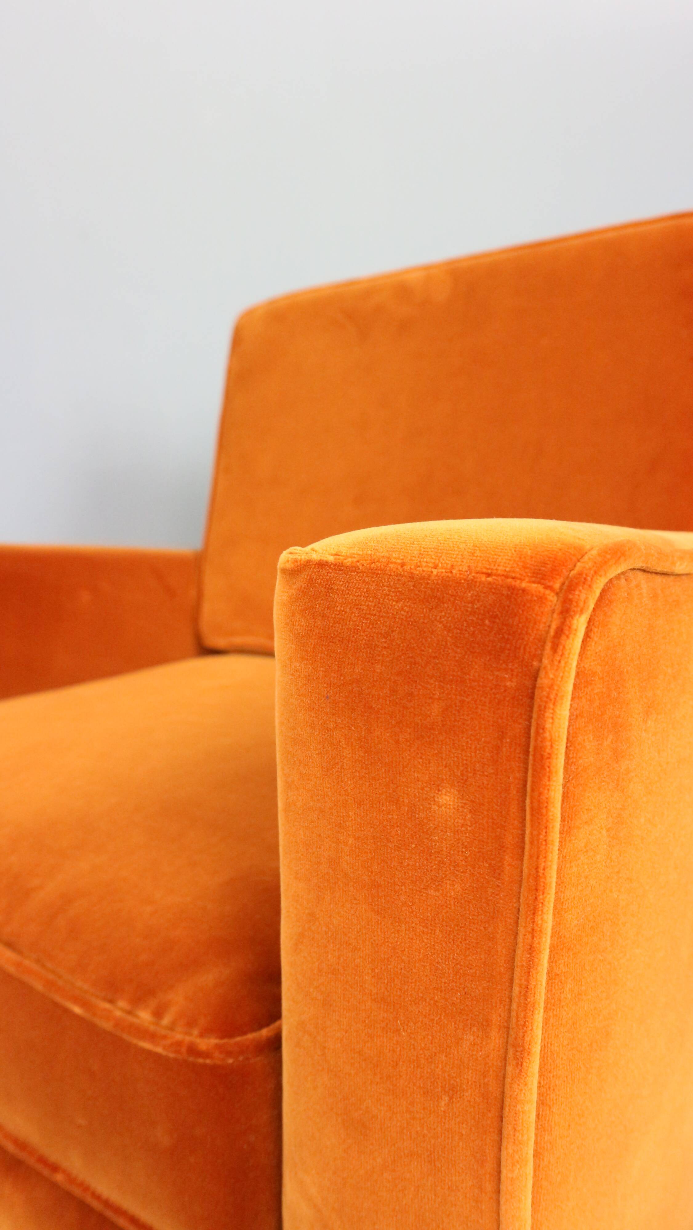 Pair of 1st edition easy chairs 25 BC by Florence Knoll in velvet, 1950s