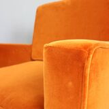 Pair of 1st edition easy chairs 25 BC by Florence Knoll in velvet, 1950s