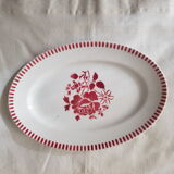 Ancien plat ovale en faïence luneville modèle evian décor floral