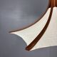 Teak And Linen Umbrella Counter Balance Pendant By Domus, 1970s