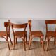 Ensemble de 4 chaises bistrot en bois de hêtre années 50