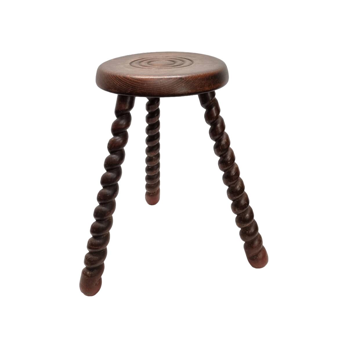 Vintage French Beech Tripod Stool style  Dudouyt, 1940s.