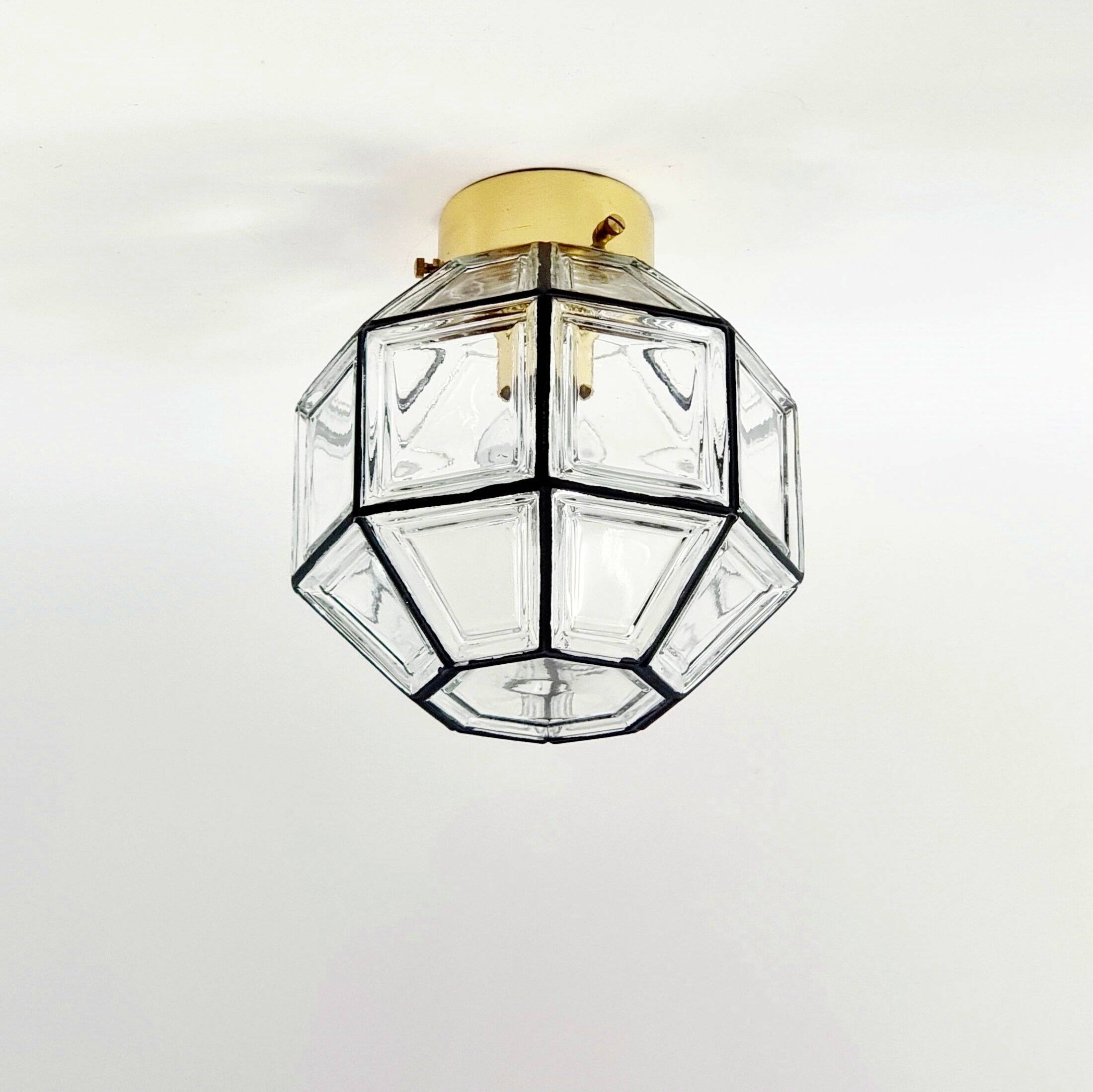 Mid-Century Glass Flush Mount/Ceiling Light from Limburg, Germany, 1960s