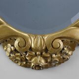 Oval Art Deco carved Gilt Wooden Mirror, France ca. 1920