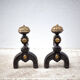 Vintage fireplace pegs, empire style cast iron and brass pegs, fireplace accessories