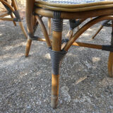 Ensemble de 6 fauteuils bistrot de terrasse en rotin type "parisienne".