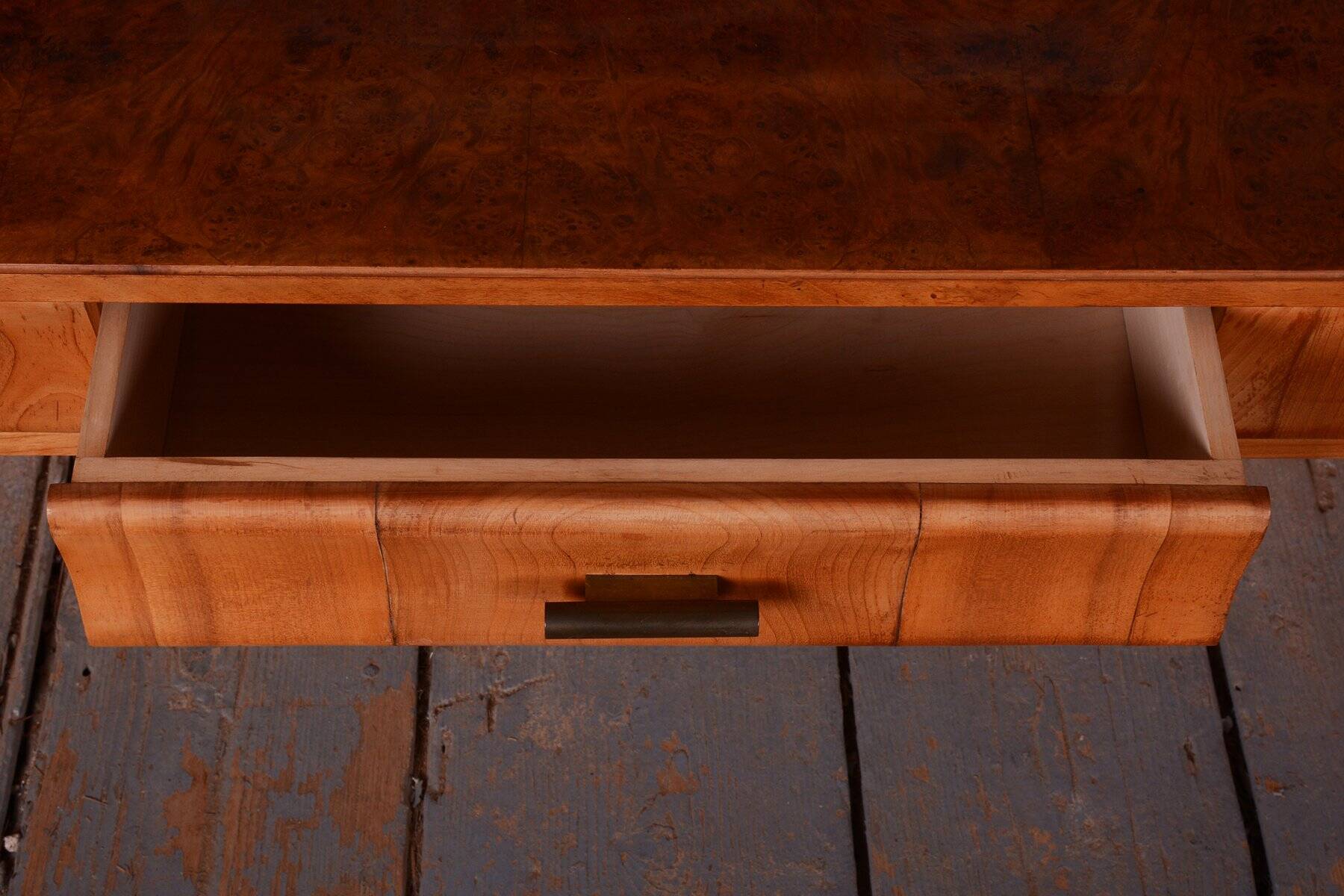 Console Tables in Walnut and Cherry, Czech, 1920s, Set of 2