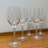 PRODUCT BHV - Set of 5 wine glasses in cut crystal 1970