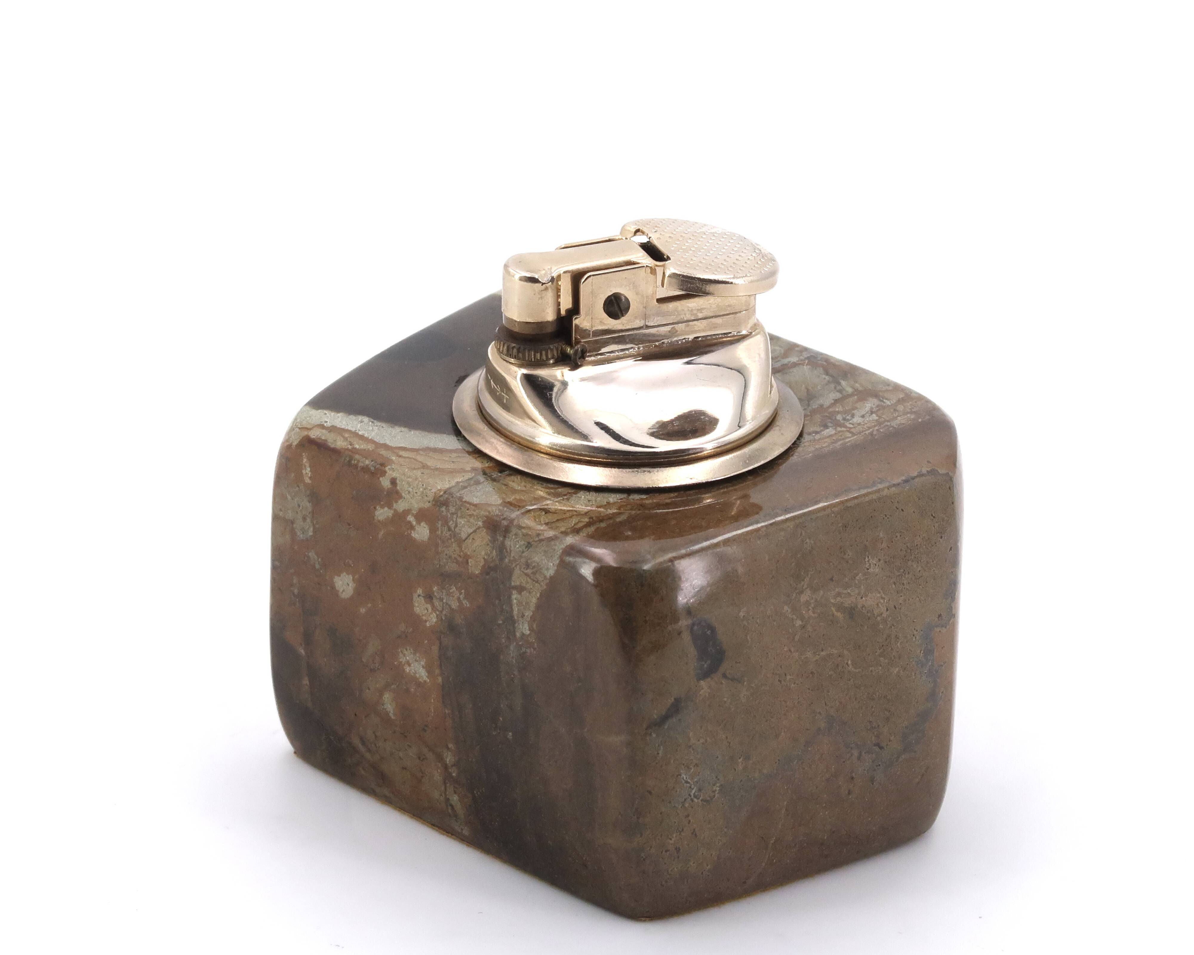 Brown Jasper table lighter, 1970s