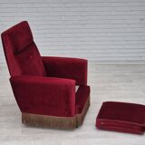 1970s, Danish highback armchair, original condition, red furniture velour.