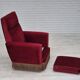 1970s, Danish highback armchair, original condition, red furniture velour.