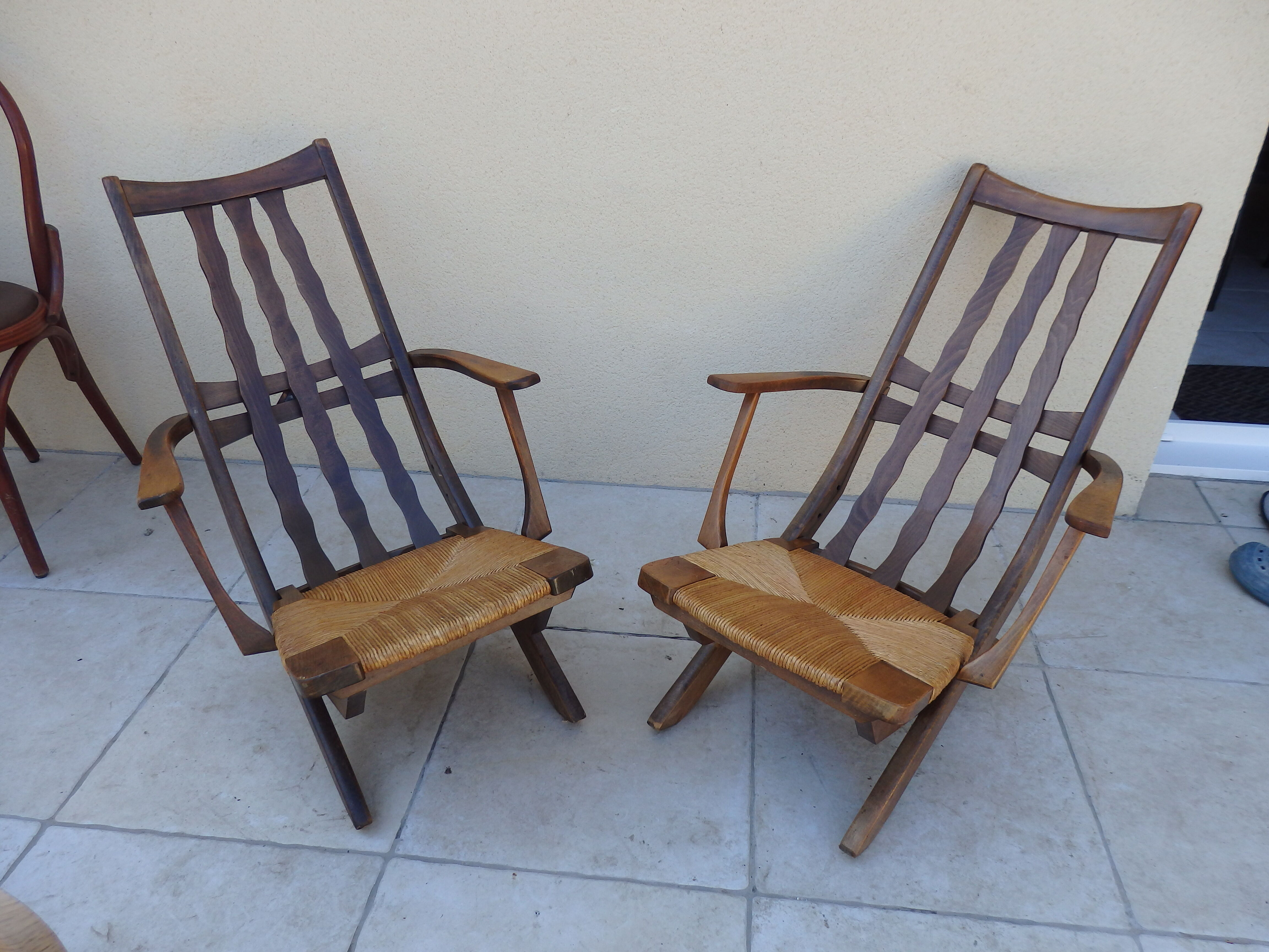 Paire de fauteuils Triconfort année 1960 trois  position