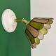Vintage wall lamp with a green and pink mother-of-pearl lampshade
