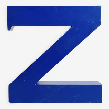 Vintage blue iron facade letter z, 1970s