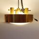 Italian 3-light suspension UFO brushed aluminium and golden brass 1970