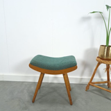 Vintage footrest stool with blue-green cushion