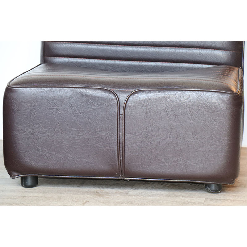 Canapé modulable vintage en cuir marron, 1970