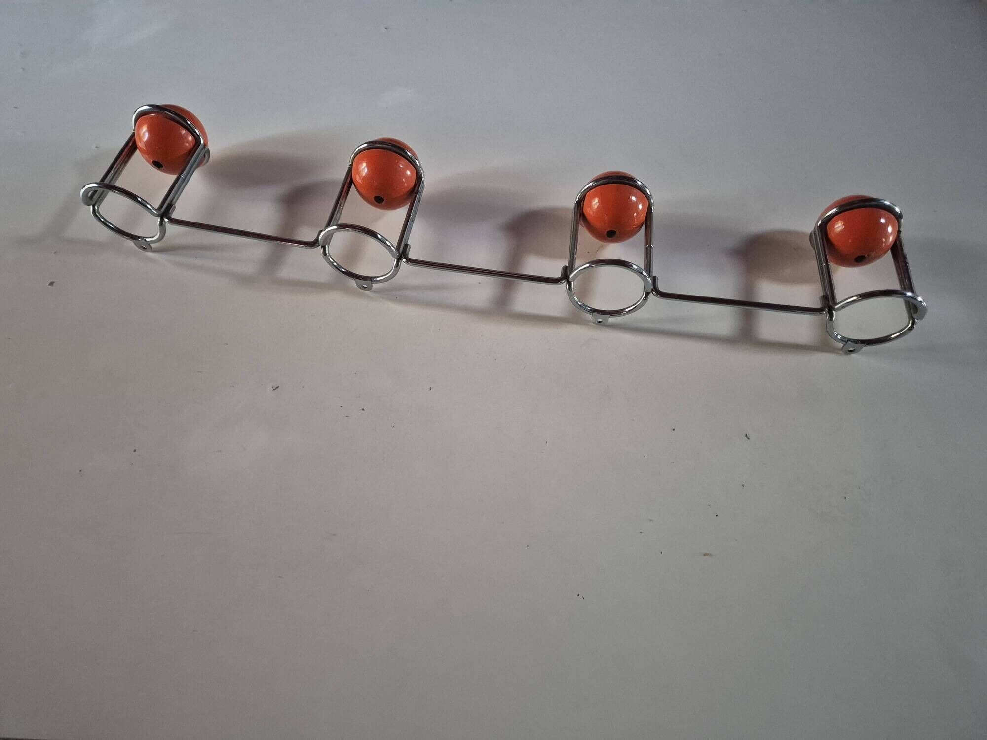 vintage metal coat rack with orange ball 1970s