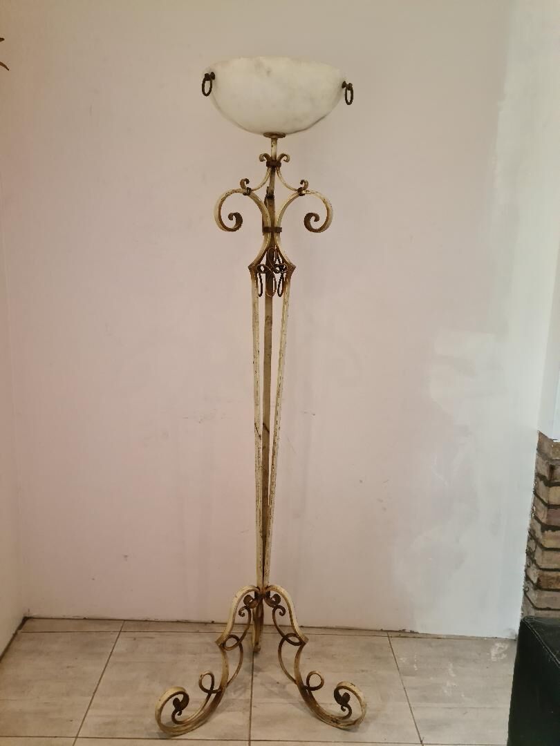 40s tripod floor lamp in wrought iron