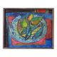 Mid-Century Modern Swedish "Fish & Fruit" Vintage Still Life Oil Painting, Framed