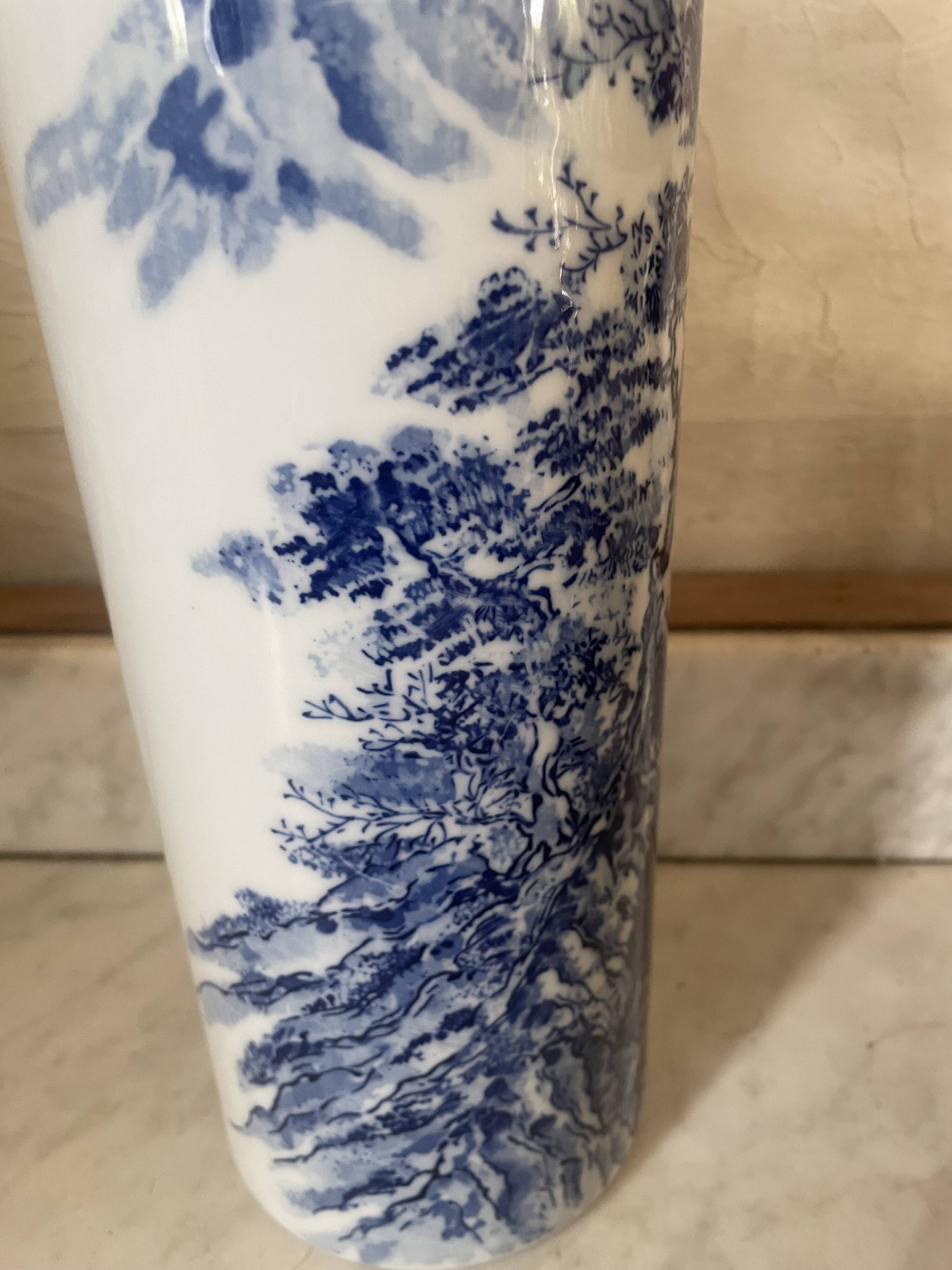 Vintage Japanese ceramic cylinder vase