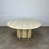 Round travertine coffee table