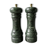Green marble and pepper shaker set