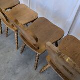 Set of 4 Vintage Tyrolean Heart Cutout Wooden Dining Chairs