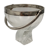 Ice bucket silver metal crystal block 1970