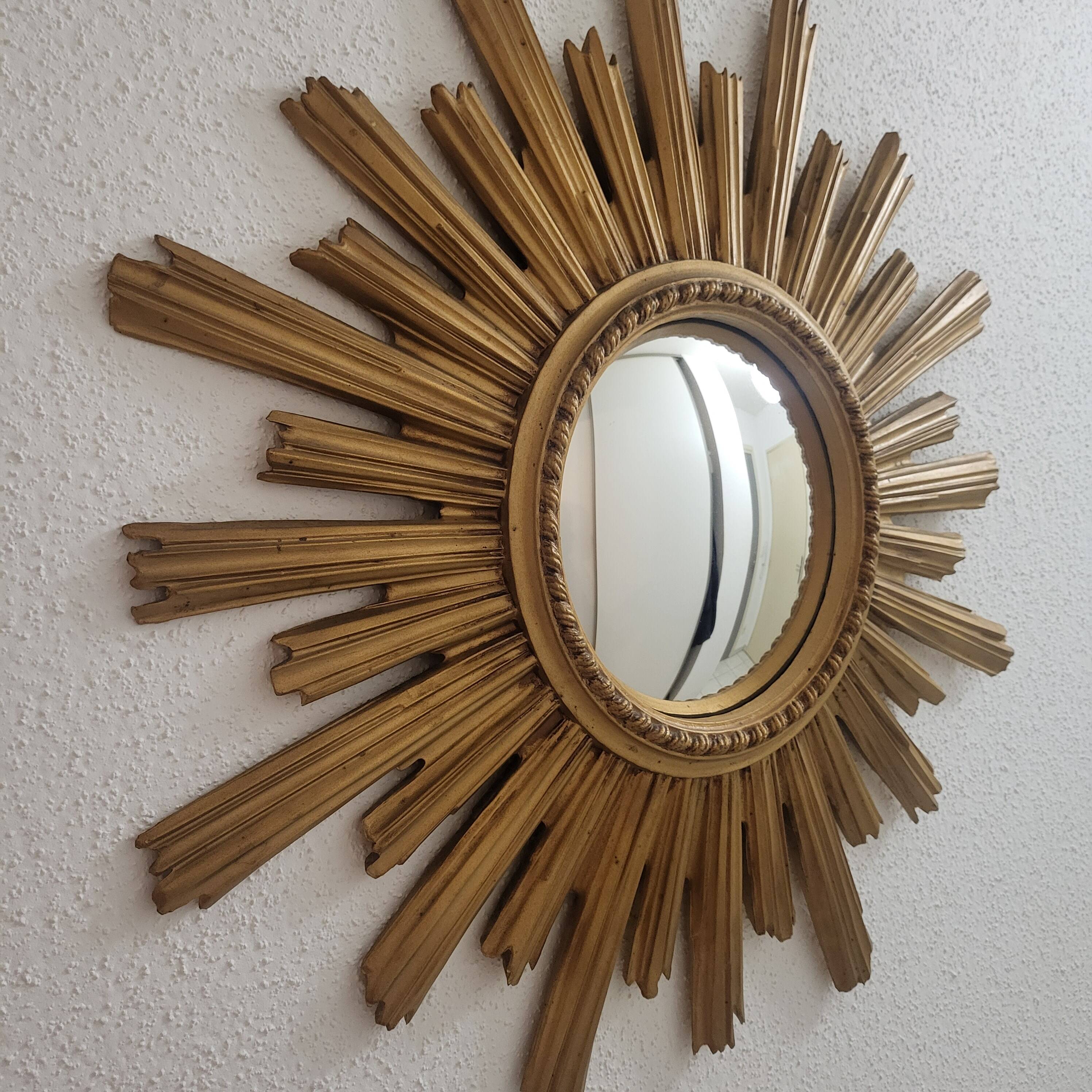 Grand miroir soleil, œil de sorcière doré