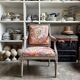 Queen's armchair from the Louis XVI period, Indian fabric.