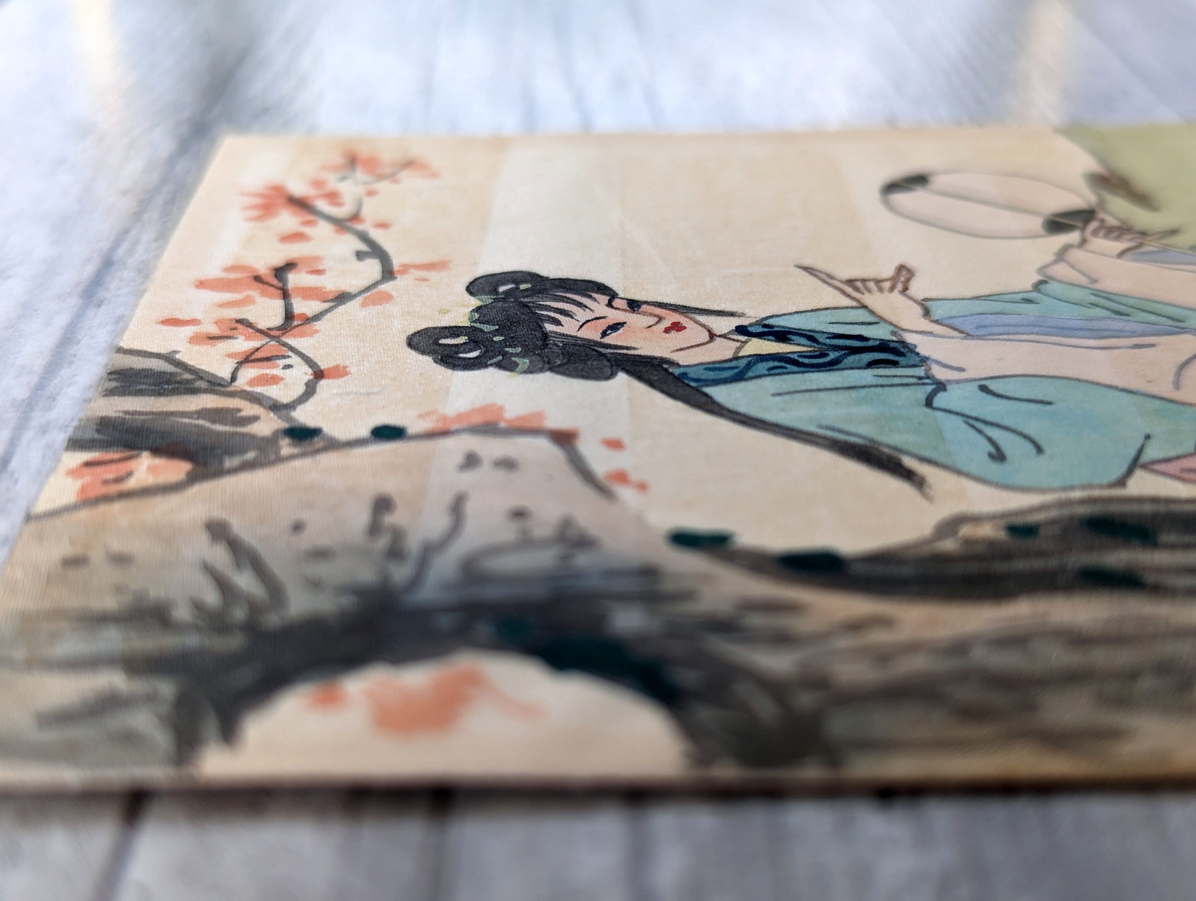 Chinese print "young beauties with a fan" twentieth century