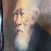 Asian Portrait Painting Oil On Canvas (Vietnam or China)