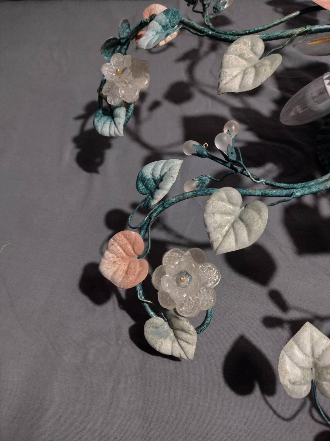 Murano glass and metal floral chandelier