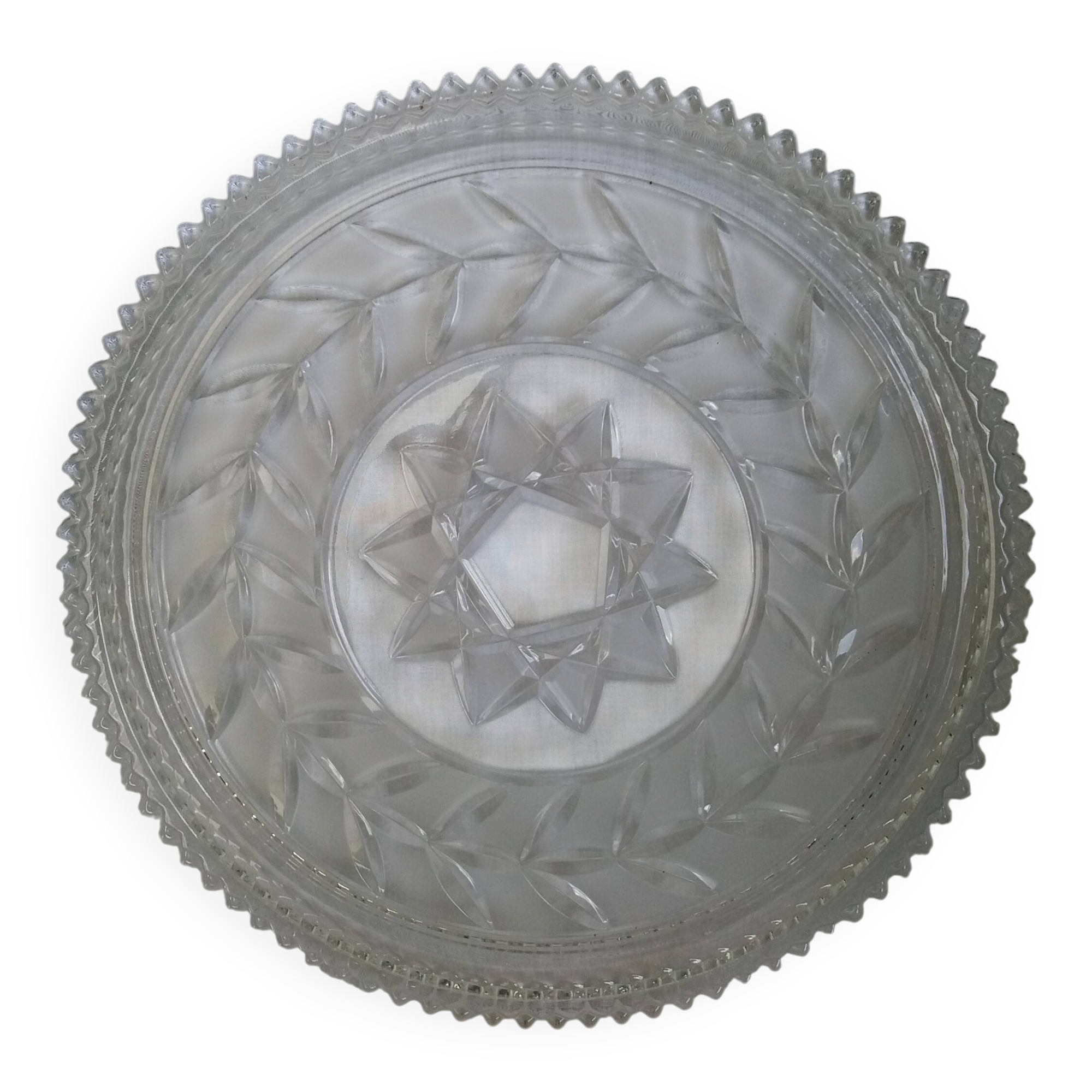 Pie dish, cut glass presentation plate by Walther Glass.