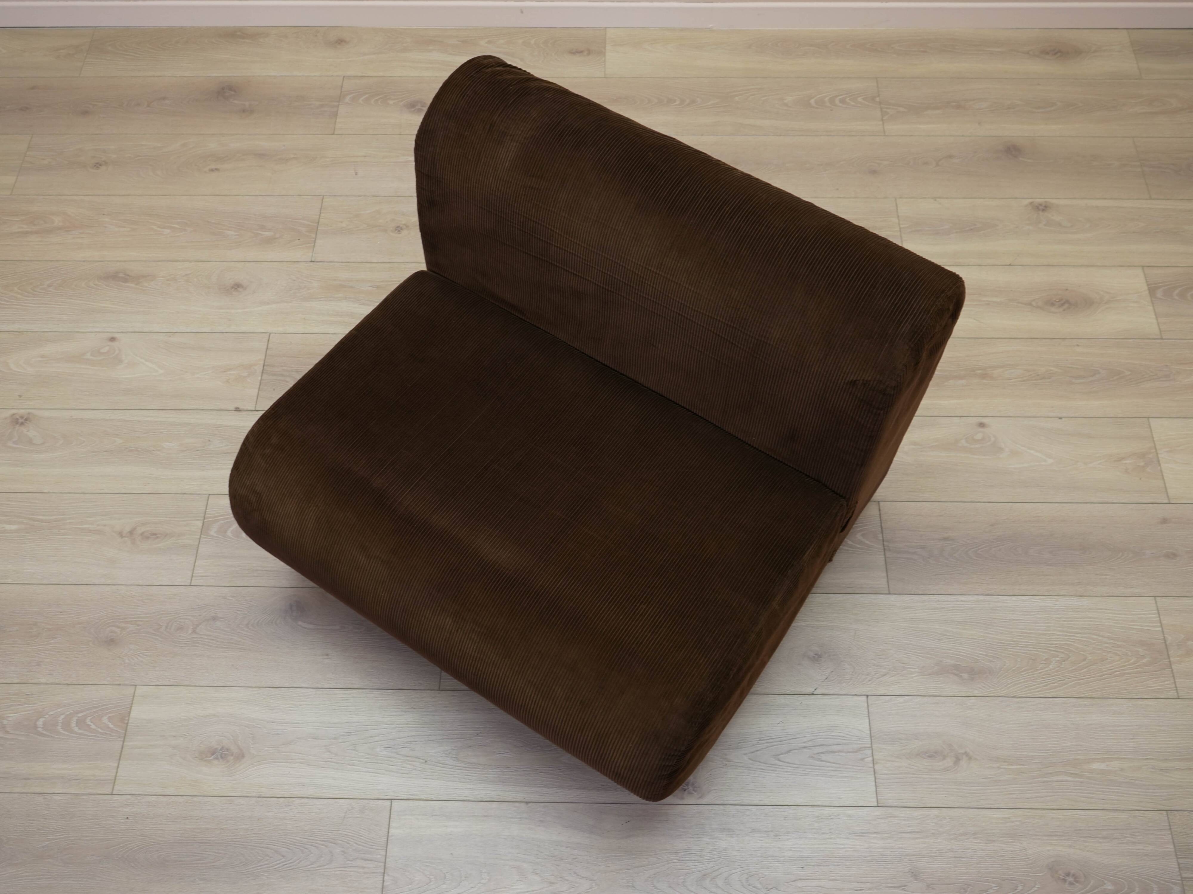 Brown armchair, Italian design, 1970s, made in Italy