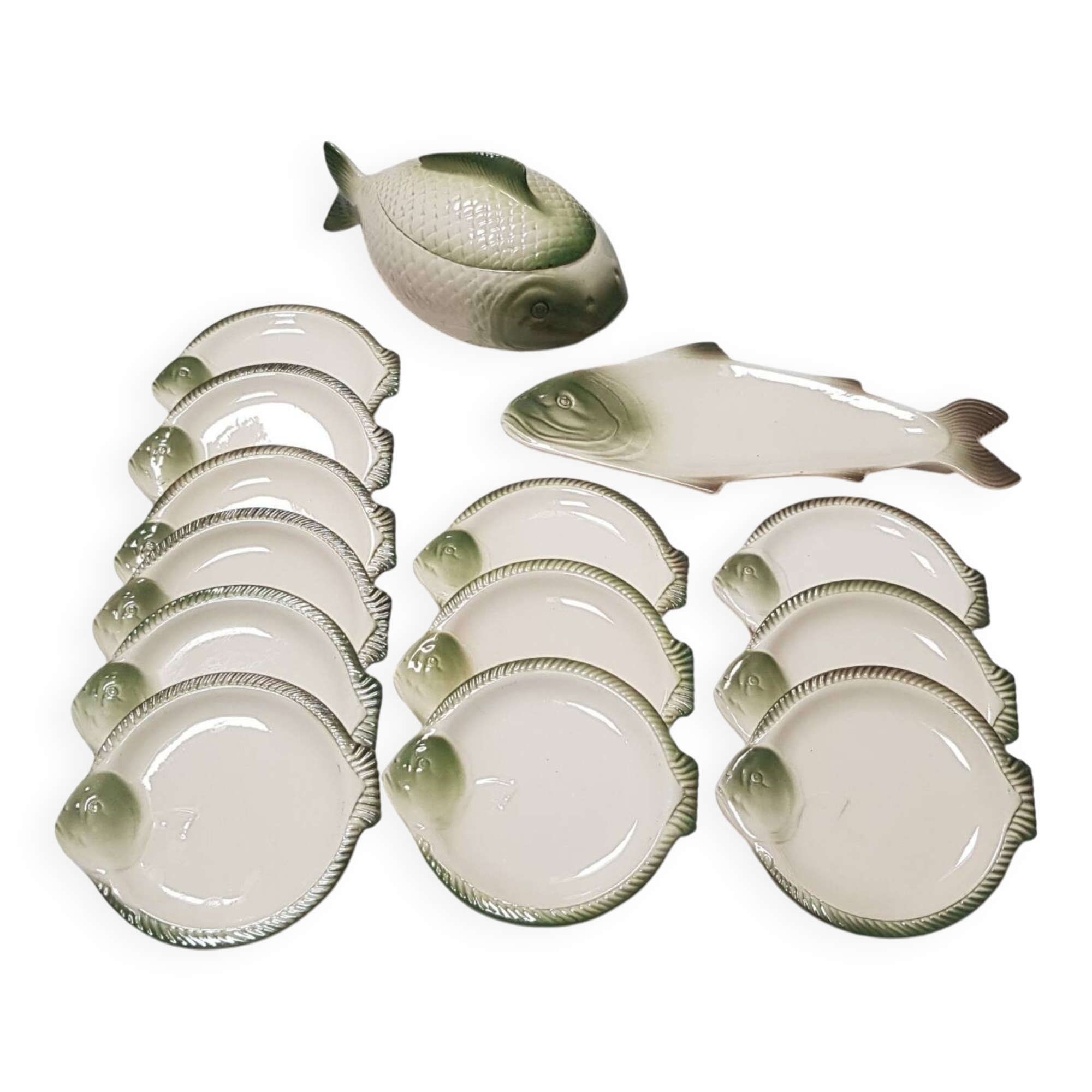 Fish service, Longwy, 14 pieces