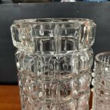 A pair of vintage rolled glass vases.