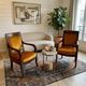 2 vintage style Directoire or Empire armchairs / cabriolets – orange velvet