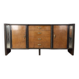 Buffet vintage des années 1940 en bois et verre design Art Déco italien