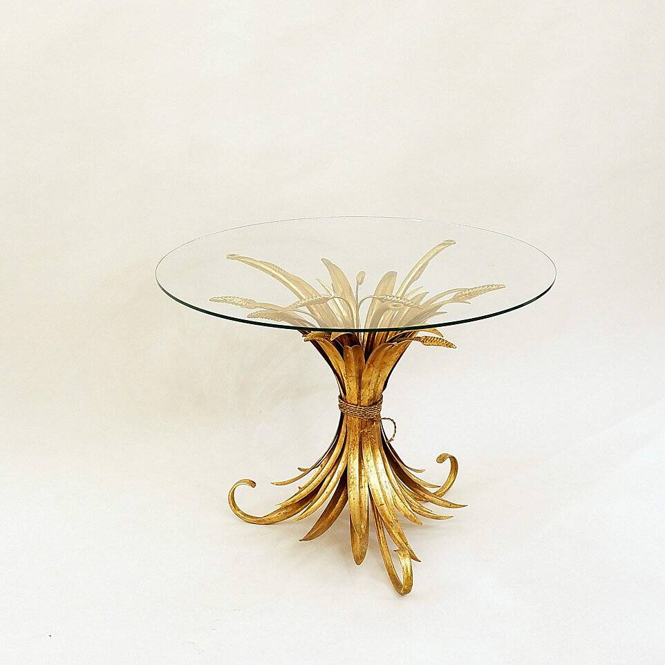 Vintage Gilt Metal Sheaf of Wheat Coffee Table