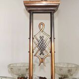 French Art Deco 6-Arm, 10-Light Chandelier Petitot Ezan Style, Copper Tone