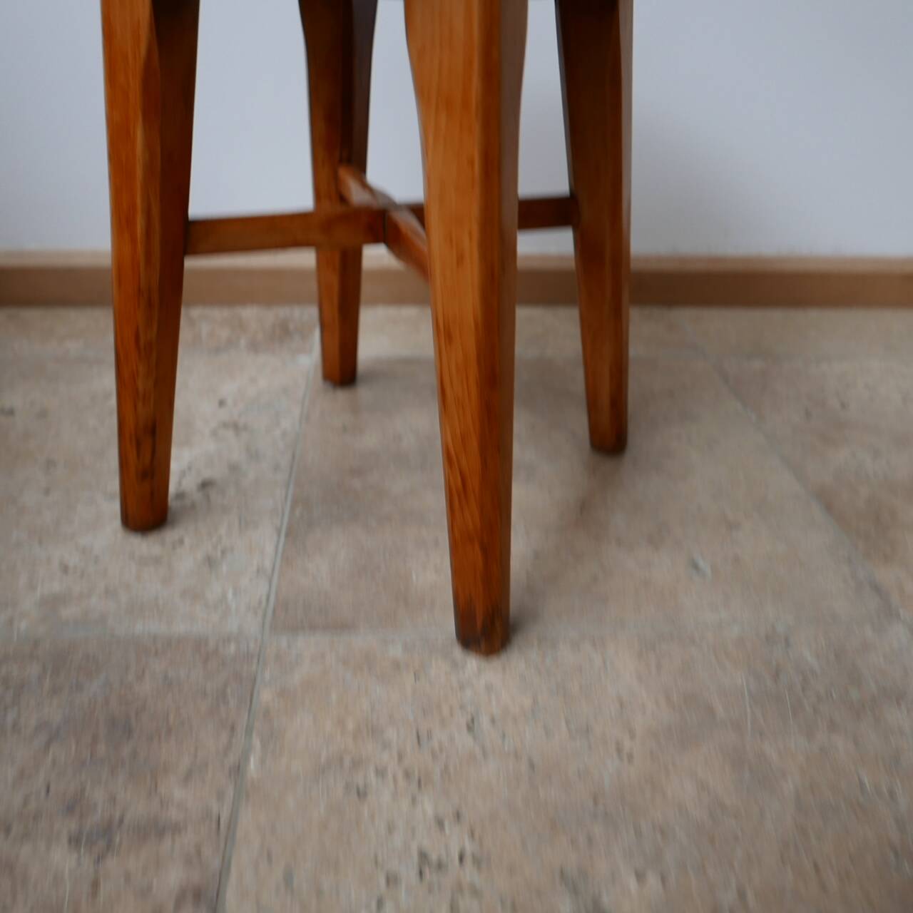 Pair of English Mid-Century Stools with Fresh Upholstery