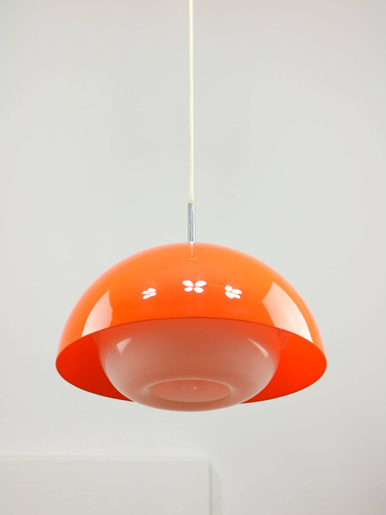 Space Age Italian Orange Acrylic Glass Pendant Lamp, 1970s